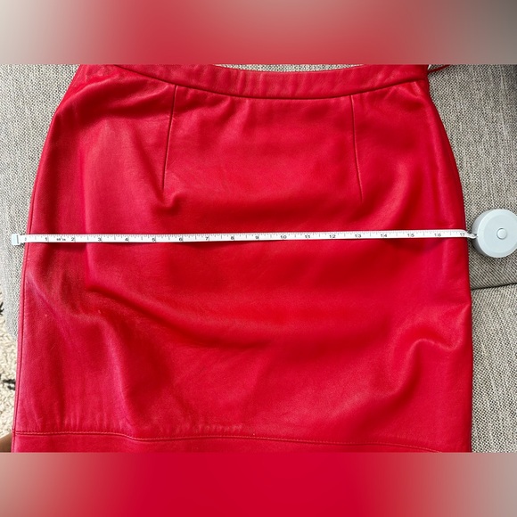 Red Leather Pencil Skirt w/Adjustable Zipper Slit - Size 4 - Picture 11 of 11